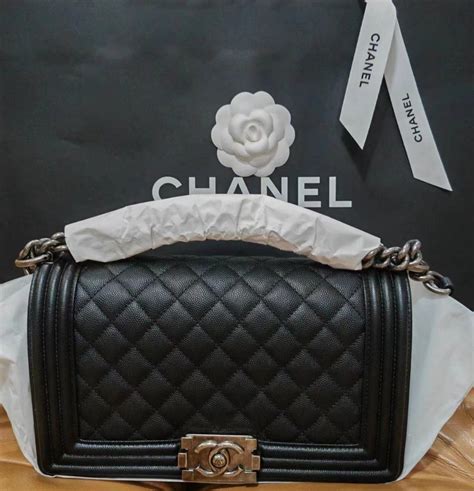 CHANEL Caviar Quilted Medium Black Boy Flap Bag A67086 